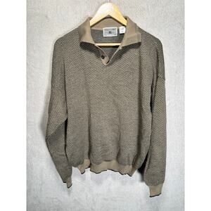 Vintage Idea Uomo Made in Italy Acrylic Wool Collared Long Sleeve Sweater Mens M